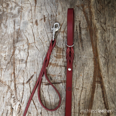ruthless leather standard leash (t) with traffic handle